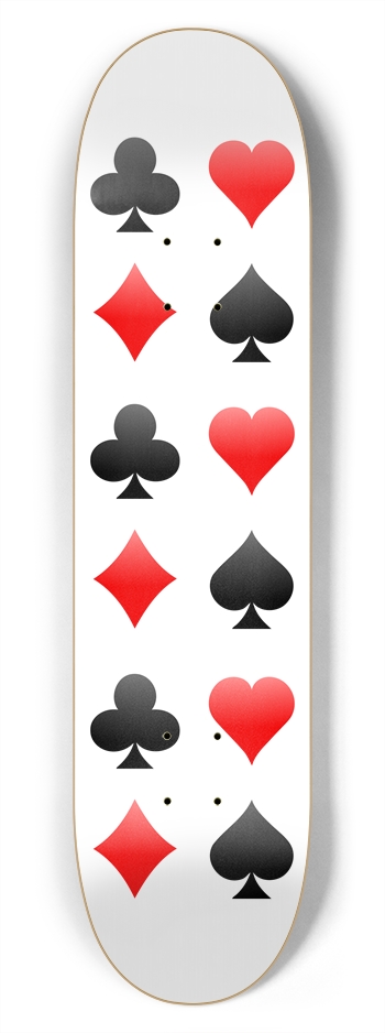 Blacjack / Poker Card Suits: 7-3/4 Skateboard  Dec 7-3/4 Skateboard Deck