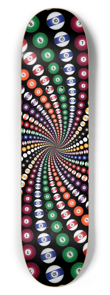 Billiards Pool Balls Spiral: 7-3/4 Deck 7-3/4 Skateboard Deck