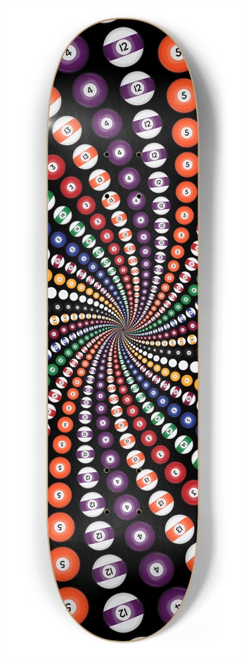 Billiards Pool Balls Vortex: 7-3/4 Deck 7-3/4 Skateboard Deck