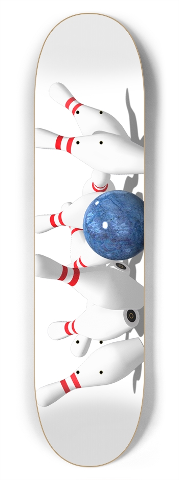 Bowling Pins Strike: 7-3/4 Deck  7-3/4 Skateboard Deck
