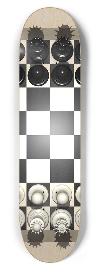 Chessboard and Chess Pieces: 7-3/4 Deck 7-3/4 Skateboard Deck