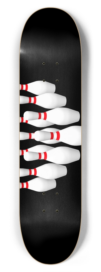 Bowling Pins: 7-3/4 Deck  7-3/4 Skateboard Deck