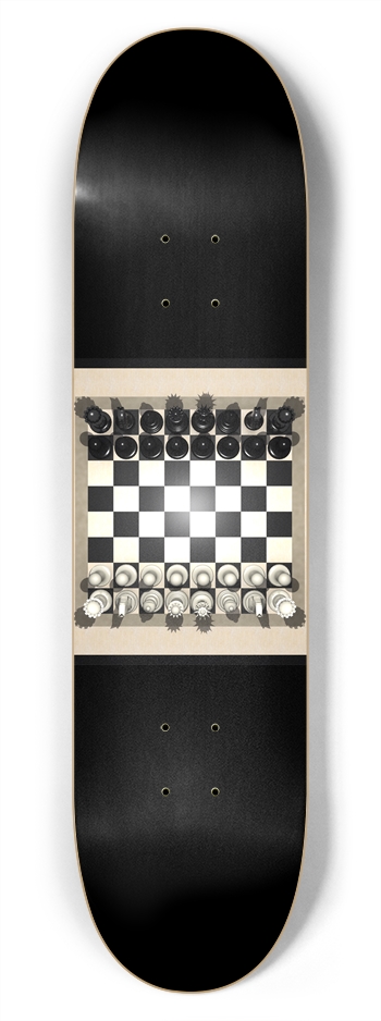 Chessboard and Chess Pieces: 7-3/4 Deck 7-3/4 Skateboard Deck