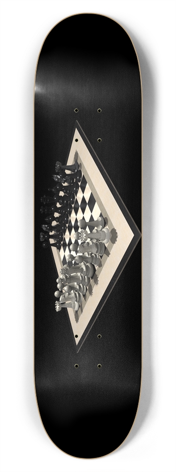 Chessboard and Chess Pieces: 7-3/4 Deck 7-3/4 Skateboard Deck