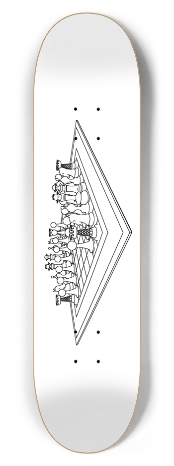 Chessboard and Chess Pieces: 7-3/4 Deck 7-3/4 Skateboard Deck