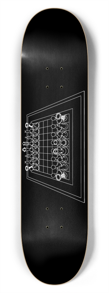 Chessboard and Chess Pieces: 7-3/4 Deck  7-3/4 Skateboard Deck