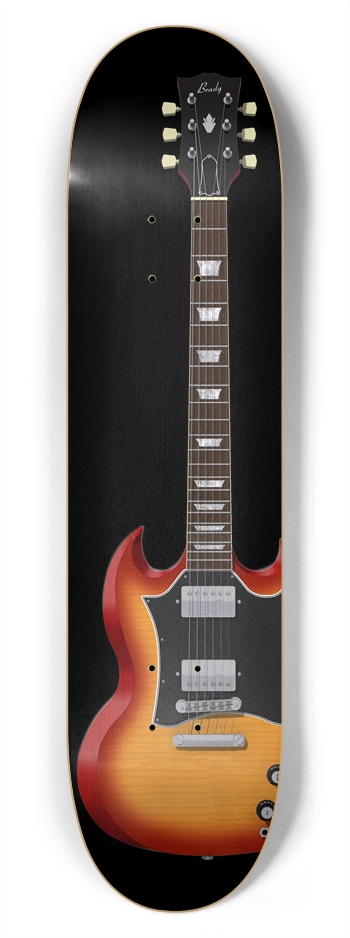 Sunburst Guitar: 7-3/4 Skateboard  Deck  7-3/4 Skateboard Deck