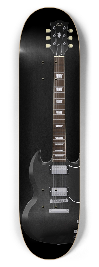 Black Guitar: 7-3/4 Skateboard  Deck  7-3/4 Skateboard Deck