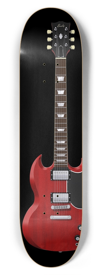 Red Guitar: 7-3/4 Skateboard  Deck  7-3/4 Skateboard Deck