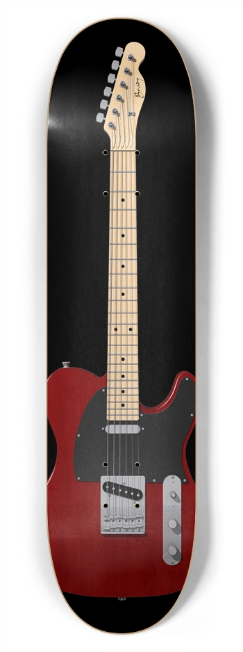 Red Guitar: 7-3/4 Skateboard  Deck  7-3/4 Skateboard Deck