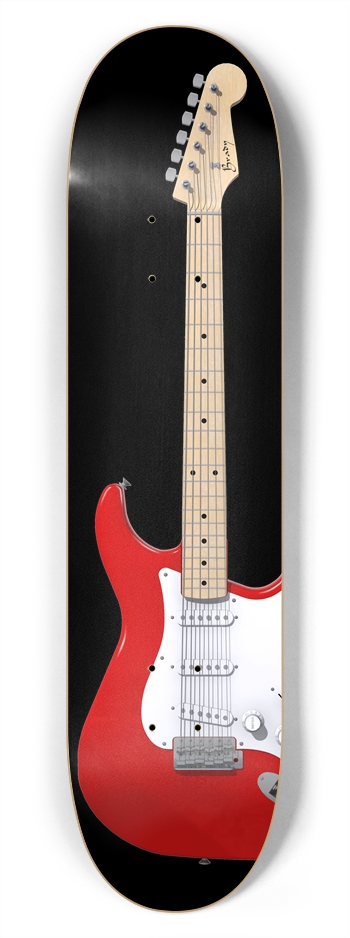 Red Guitar: 7-3/4 Skateboard Deck 7-3/4 Skateboard Deck