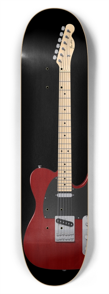 Red Guitar: 7-3/4 Skateboard Deck 7-3/4 Skateboard Deck