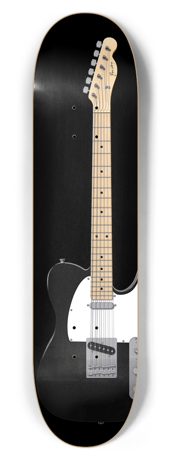 Black Guitar: 7-3/4 Skateboard Deck 7-3/4 Skateboard Deck