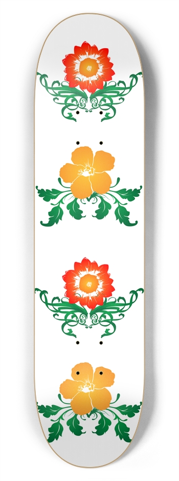 Flower Pattern: Vector Art: 7-3/4 Deck 7-3/4 Skateboard Deck