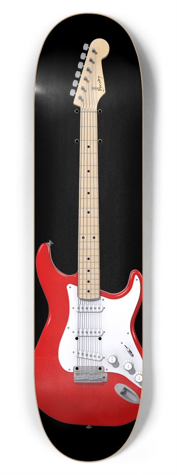 Red Guitar: 7-3/4 Skateboard Deck 7-3/4 Skateboard Deck