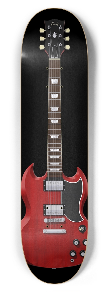 Red Guitar: 7-3/4 Skateboard  Deck  7-3/4 Skateboard Deck