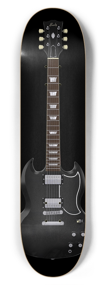 Black Guitar: 7-3/4 Skateboard Deck 7-3/4 Skateboard Deck