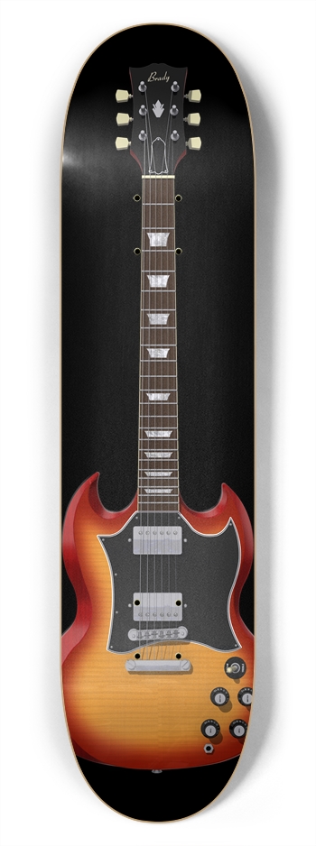 Sunburst Guitar: 7-3/4 Skateboard  Deck  7-3/4 Skateboard Deck