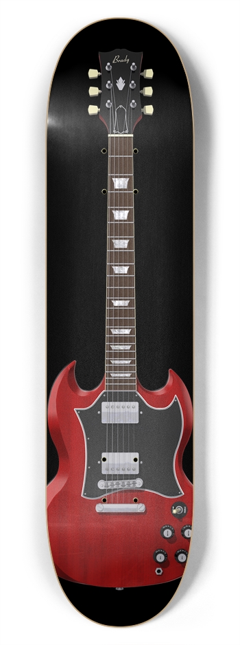Red Guitar: 7-3/4 Skateboard Deck 7-3/4 Skateboard Deck
