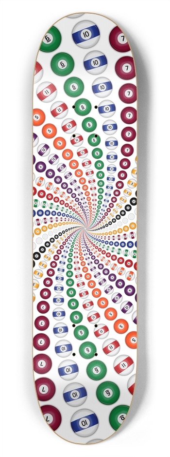 Billiards Pool Balls Spiral: 7-3/4 Deck 7-3/4 Skateboard Deck