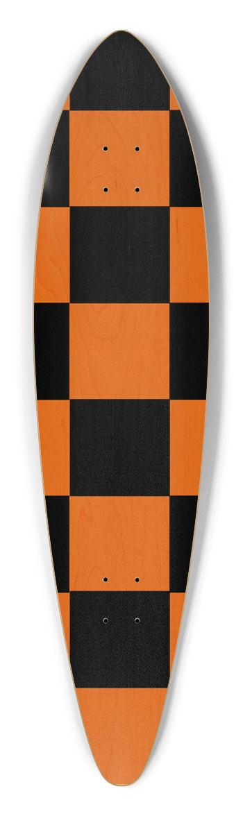 Black And Orange Checkered Pintail Longboard Deck