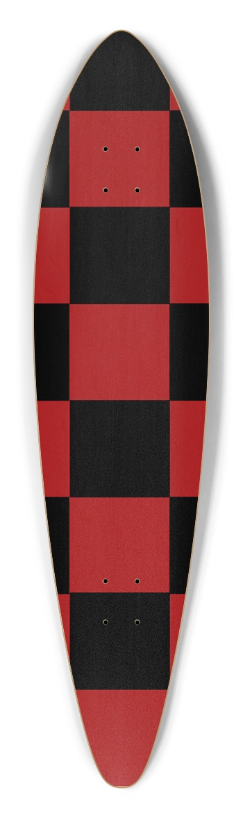 Red And Black Checkered Pintail Longboard Deck