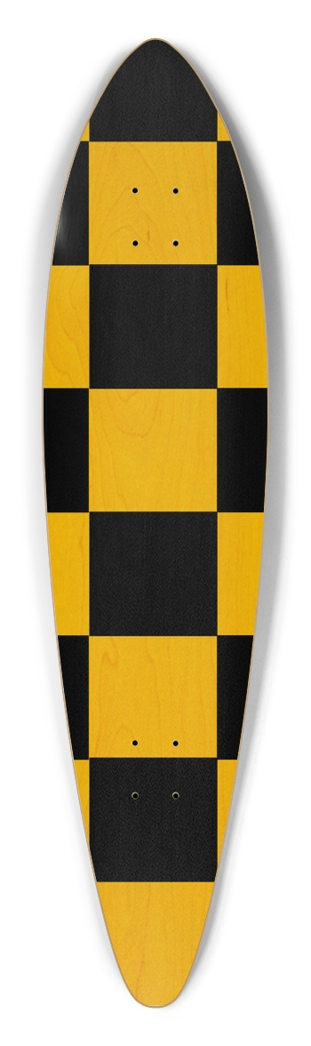 Black And Yellow Checkered Pintail Longboard Deck