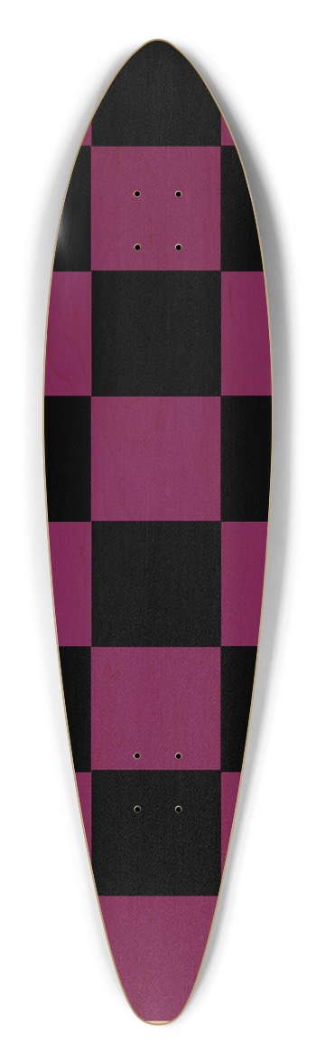 Black And Purple Checkered Pintail Longboard Deck