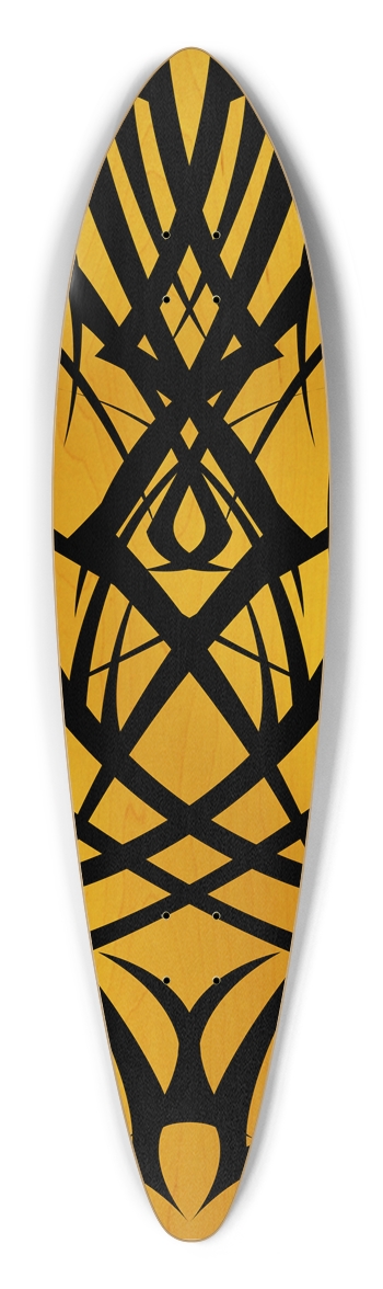 Yellow Tribal Pintail Longboard Deck Pintail Longboard