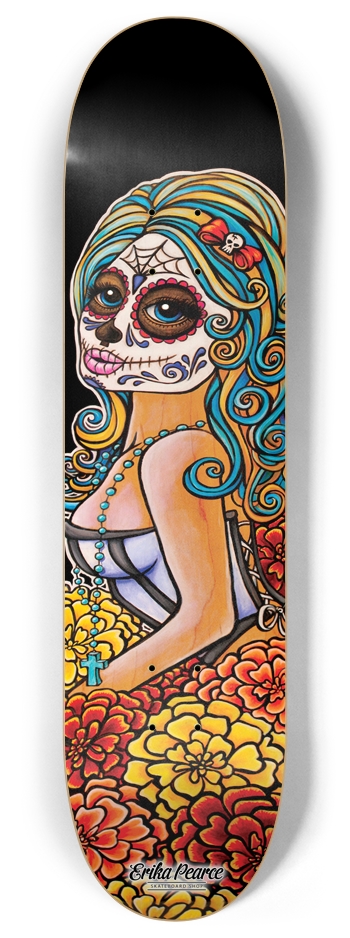 Catrina Blue 8 x 32 8 Inch Skateboard Deck