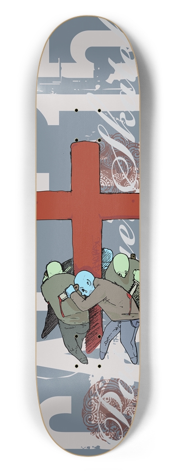 Stop It Grey.  7-1/2 Skateboard Deck
