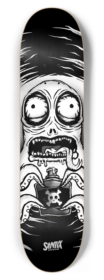 Space Worm B/N 7-3/4 Skateboard Deck