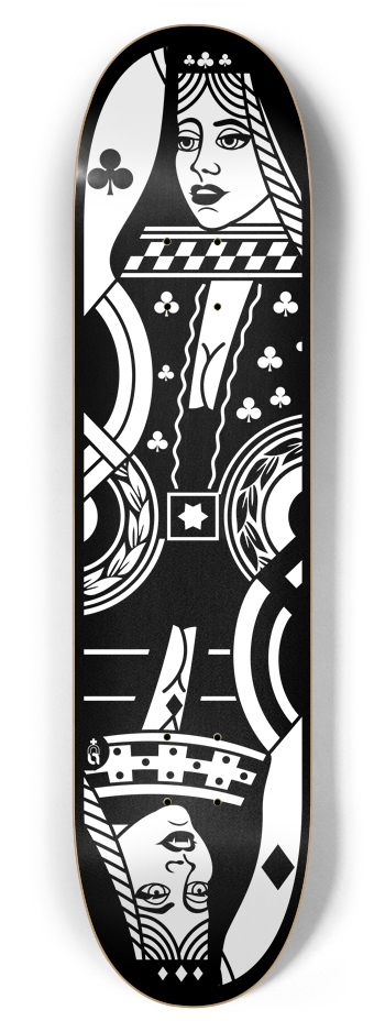 cardz_queen-cd {bw} 7-7/8 Skateboard Deck