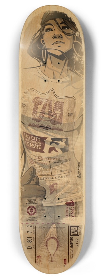 Tao City Skate - woodgrain 8 Inch Skateboard Deck
