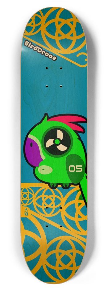 birddrone_05_green{n} 7-7/8 Skateboard Deck