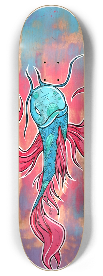 Pink Finned Koi Board 8 Inch Skateboard Deck