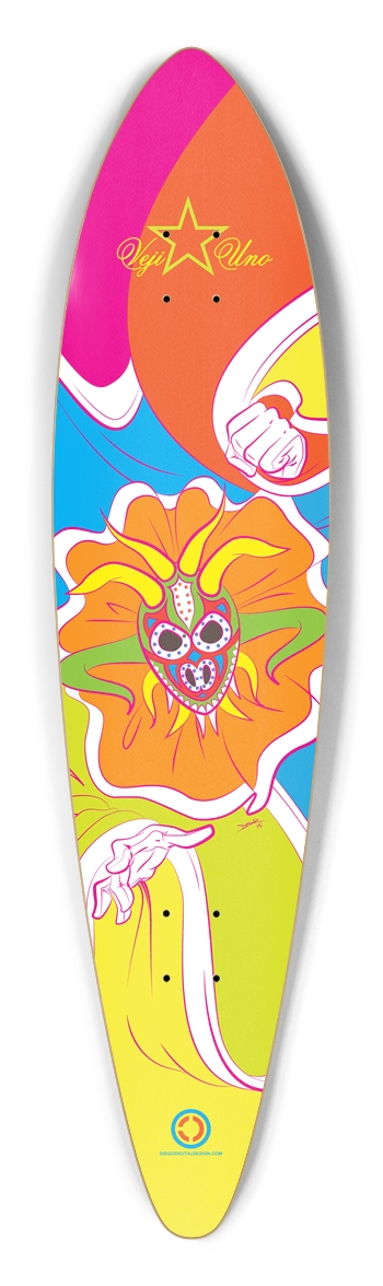 Veji One - Psychedelic Color Pintail Pintail Longboard