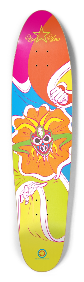 Veji One - Psychedelic Color Longboard Longboard Shape