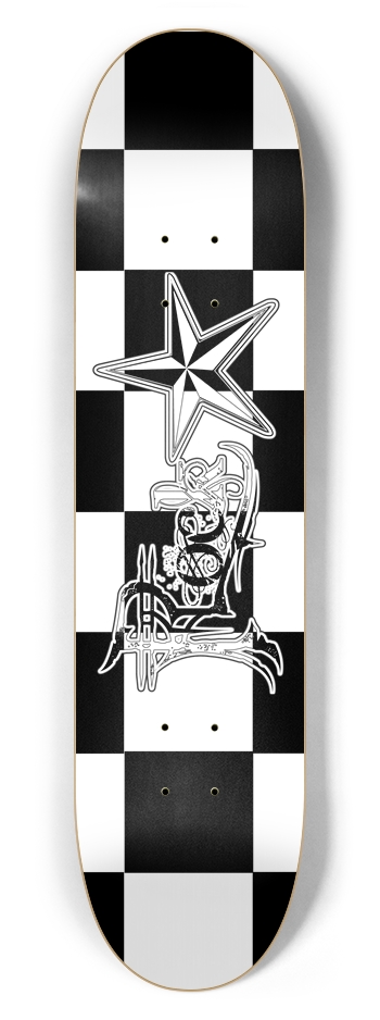 Rock Star BW Checker 7 5/8" Deck 7-5/8 Skateboard Deck