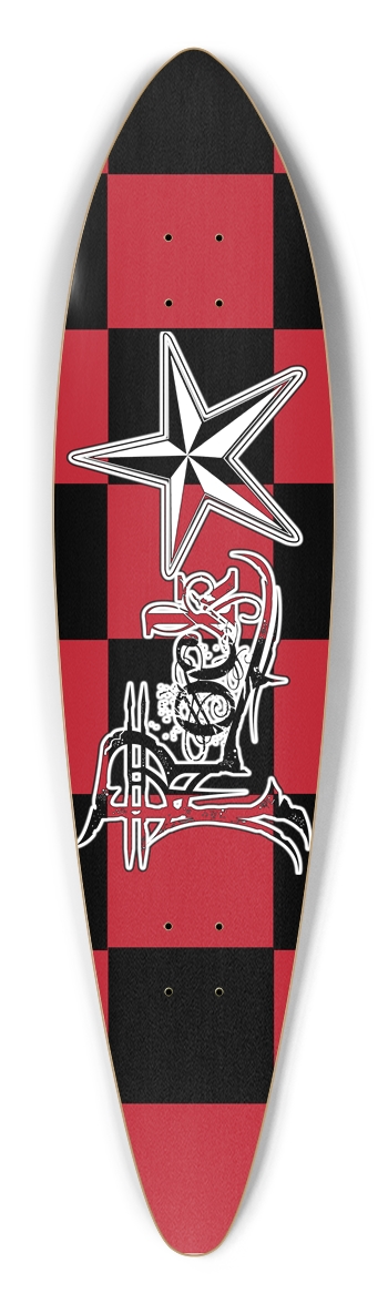 Rock Star BR Checker Pintail Longboard Deck Pintail Longboard