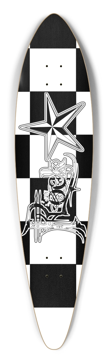 Rock Star BW Checker Pintail Longboard Deck Pintail Longboard
