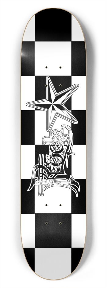 Rock Star BW Checker 7 3/4" Deck 7-3/4 Skateboard Deck