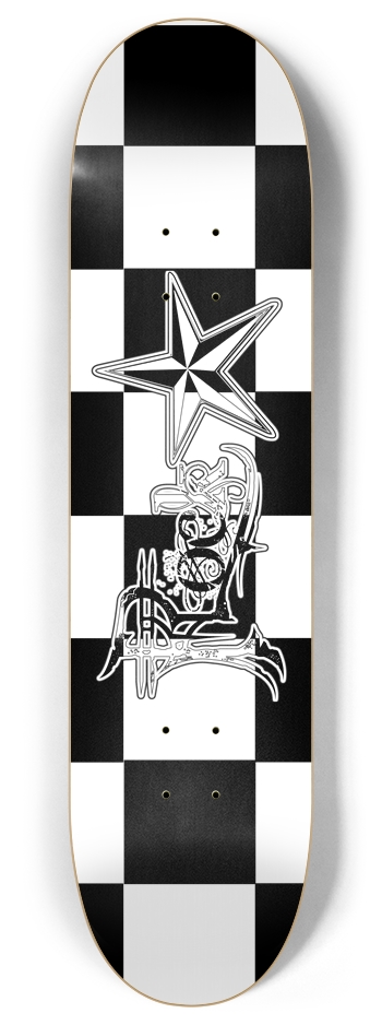 Rock Star BW Checker 8" Deck 8 Inch Skateboard Deck