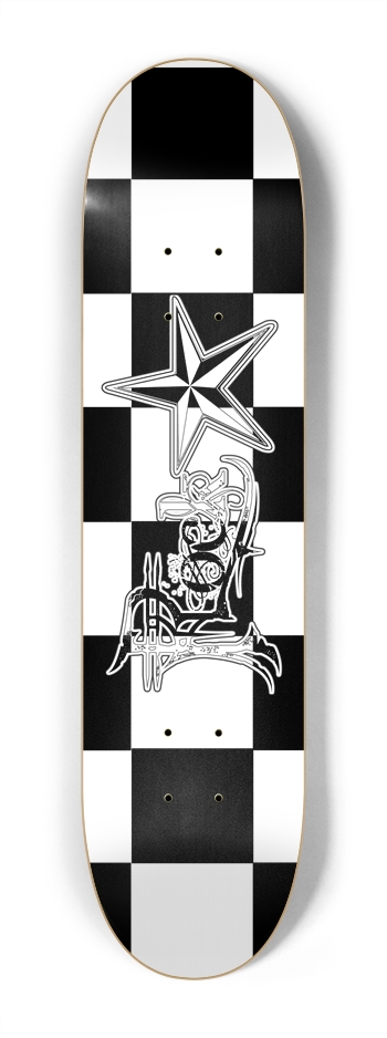 Rock Star BW Checker 7 1/4" Deck 7-1/4 Mini/Kid Skateboard