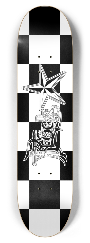 Rock Star BW Checker 7 7/8" Deck 7-7/8 Skateboard Deck