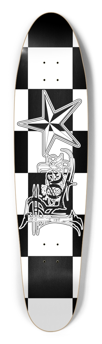 Rock Star BW Checker Longboard Deck Longboard Shape