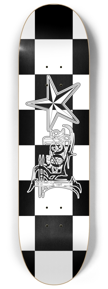 Rock Star BW Checker 8 1/4" Deck 8-1/4 Skateboard Deck