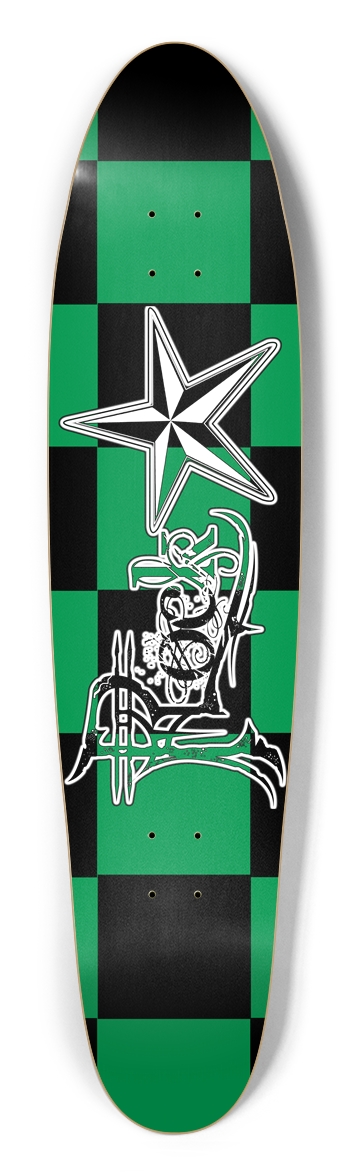 Rock Star BG Checker Longboard Deck Longboard Shape