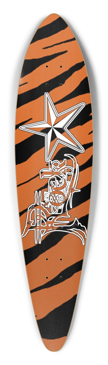 Rock Star Tiger Stripe Pintail Longboard Deck