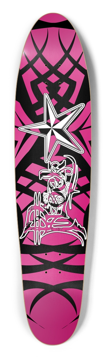 Rock Star Pink Tribal Longboard Deck Longboard Shape